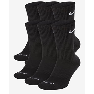 Nike Everyday Plus Cotton Cushioned Crew Socks - 6 Pairs, Black, Large