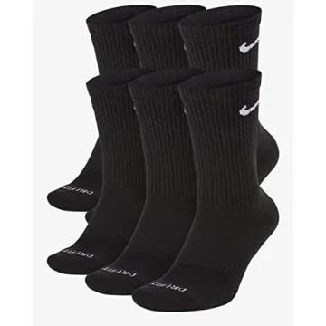 Nike Everyday Plus Cotton Cushioned Crew Socks - 6 Pairs, Black, Large