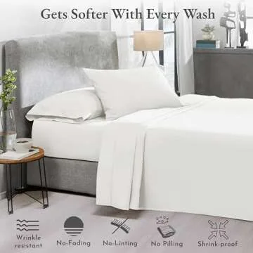 California Design Den 100% Cotton Sheets, Soft 400 Thread Count Sateen Bed Sheet Set, Cooling Sheets for Queen Size Bed with Deep Pockets, Bedding Sheets & Pillowcases, (Ivory)