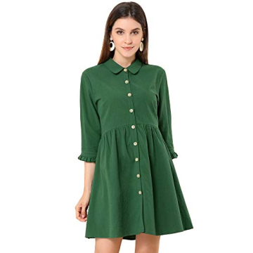 Allegra K Women's Casual Cotton Shirt Dress for Work