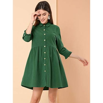 Allegra K Women's Casual Cotton Shirt Dress for Work