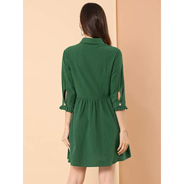 Allegra K Women's Casual Cotton Shirt Dress for Work