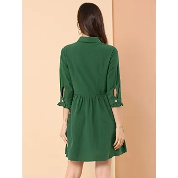 Allegra K Women's Casual Cotton Shirt Dress for Work