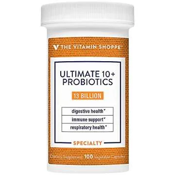 Ultimate 10+ Probiotics, 13 Billion CFUs for Digestive Health, Immune Support and Respiratory Health (100 Vegetable Capsule) by the Vitamin Shoppe
