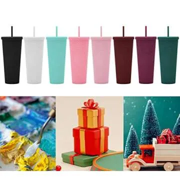 24oz DIY Studded Tumbler.Matte Light Pink Studded Tumbler with Lid and Straw.Reusable Double Walled Insulated Travel Tumbler.Plastic Acrylic Pastel Colored Tumbler Cup for Iced Coffee Smoothie.