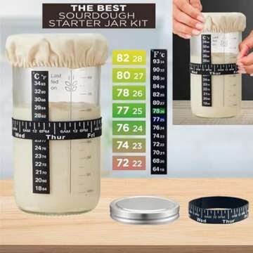 Ourdough Bread Baking Supplies, Sourdough Starter Kit, Including 9" Round & 10" Oval Bannetons, Sourdough Starter Jar & More. Proofing Basket for Bread baking, Bread Making Supplies Tools Gift Set ﻿