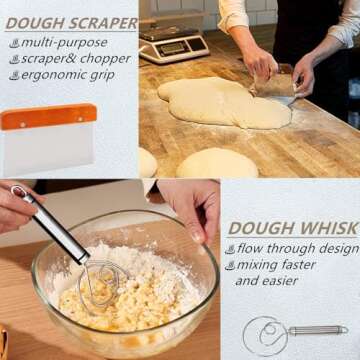 Ourdough Bread Baking Supplies, Sourdough Starter Kit, Including 9" Round & 10" Oval Bannetons, Sourdough Starter Jar & More. Proofing Basket for Bread baking, Bread Making Supplies Tools Gift Set ﻿