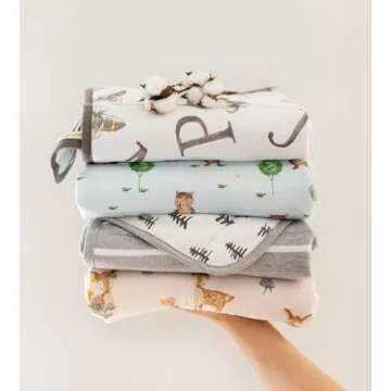 Burts Bees Baby Infant Reversible Blankets 100% Organic Cotton GOTS Certified - A-Bee-C Prints with Quilting Pattern Soft Nursery Blanket with 100% Polyester Fill for Size 30 x 40 Inch