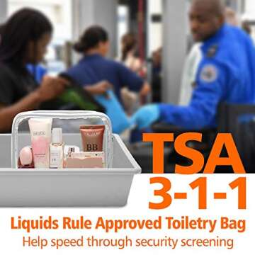 PACKISM Clear Makeup Bag, Waterproof TSA Approved Toiletry Bag Quart Size Bag, Clear Makeup Bags wit...