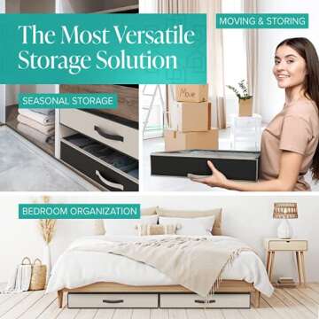 Woffit Under Bed Shoe Storage Organizer – Set of 2 Large Containers, Each Fit 12 Pairs of Shoes – Sturdy Box w/Strong Zipper & Handles – Underbed Organizers for Kids & Adults