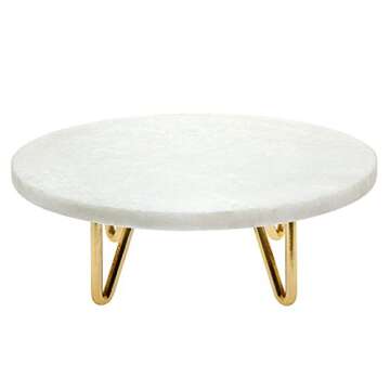 Godinger 10-Inch Round Silver Marble Cake Stand for Elegant Presentations