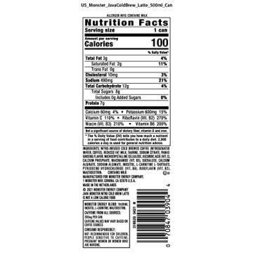 Monster Energy Java Nitro Cold Brew Coffee + Energy Drink 13.5oz