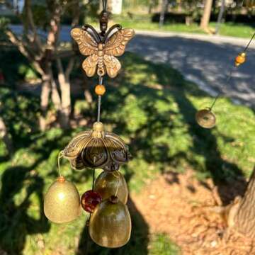 Hooshing Butterfly Wind Chimes Small Metal Garden Bells Spring Wind Chime for Garden Yard Patio Hanging Decoration Gift