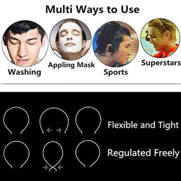 lofuanna Metal Hair Bands for Men Women's Headbands Beauty Care, Unisex Black Wavy Spring Sports for Men's Hair Band Hoop Clips Women Accessories Simple Elastic Non Slip Wide Headwear (1 pack)