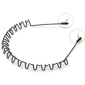 lofuanna Metal Hair Bands for Men Women's Headbands Beauty Care, Unisex Black Wavy Spring Sports for Men's Hair Band Hoop Clips Women Accessories Simple Elastic Non Slip Wide Headwear (1 pack)