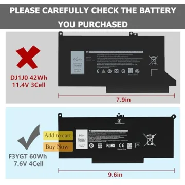 F3YGT 60Wh Battery for Dell Latitude 7480 7390 7280