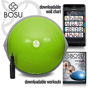 Bosu 65-Centimeter Dynamic Non-Slip Travel-Size Home Gym Workout Balance Ball Pod Trainer for Streng...