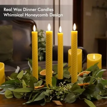 Fanna Yellow Honeycomb Flameless Taper Candles for Home