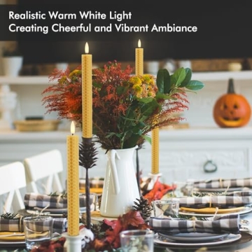 Fanna Yellow Honeycomb Flameless Taper Candles for Home