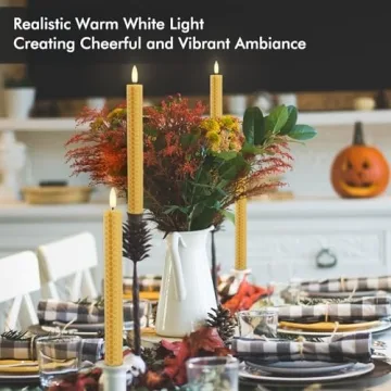 Fanna Yellow Honeycomb Flameless Taper Candles for Home