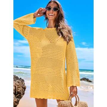 ANRABESS Women Swimsuit Crochet Swim Cover Up - Beach Dress 2025