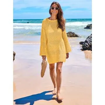 ANRABESS Crochet Swim Cover Up for Summer Beach Style