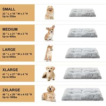 BFPETHOME Dog Beds for Large Dogs, Plush Dog Crate Bed Fluffy Cozy Kennel Pad for Sleeping &Ease Anxiety, Washable Dog Mats with Anti-Slip Bottom for Large Medium Dogs (36(35 x 23 inch), Grey)