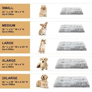 BFPETHOME Dog Beds for Large Dogs, Plush Dog Crate Bed Fluffy Cozy Kennel Pad for Sleeping &Ease Anxiety, Washable Dog Mats with Anti-Slip Bottom for Large Medium Dogs (36(35 x 23 inch), Grey)