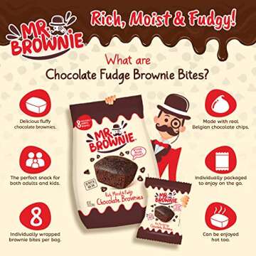 Mr. Brownie Chocolate Brownies | 8 Individually Wrapped Brownie Bites | Snack Packs for Kids & Adult...