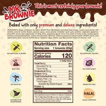 Mr. Brownie Chocolate Brownies | 8 Individually Wrapped Brownie Bites | Snack Packs for Kids & Adults | Real Belgian Chocolate