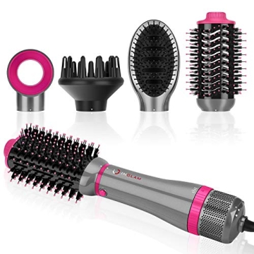 IG INGLAM 4 in 1 Blowout Brush, Negative Ion Detachable Hair Dryer & Styler Volumizer Hot Air Brush ...