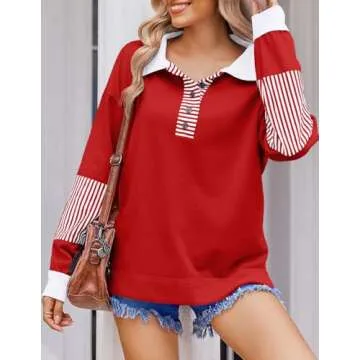 ZEAGOO Women's Stylish Striped Sweatshirt for Casual Wear