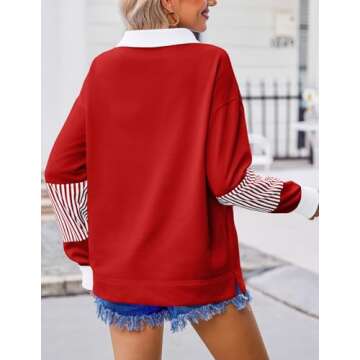 ZEAGOO Women's Stylish Striped Sweatshirt for Casual Wear