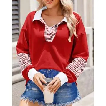 ZEAGOO Women's Stylish Striped Sweatshirt for Casual Wear