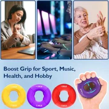 FitBeast Hand Grip Strengthener, Finger Exerciser, Forearm Strengthener Kit - 9 Pack, Targeted Hand & Forearm Strength, Relief & Recovery Kit (Red)