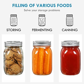 YEBODA 16 oz Wide Mouth Mason Jars - Perfect for Canning