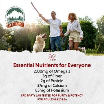 Barlean's Organic Flax Chia Coconut Seed Blend with 2,330 mg Omega 3 Fatty Acids, Fiber Supplement with Whole Chia Seeds and Ground Flaxseed, 12 oz