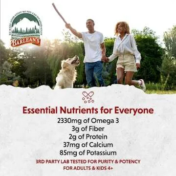 Barlean's Organic Flax Chia Coconut Seed Blend with 2,330 mg Omega 3 Fatty Acids, Fiber Supplement with Whole Chia Seeds and Ground Flaxseed, 12 oz