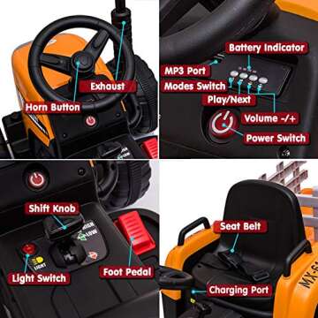 sopbost 12V Ride On Tractor with Remote Control