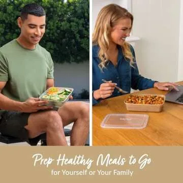 Bentgo Prep 60-Piece Meal Prep Kit - Reusable Food Containers 1-Compartment, 2-Compartment, & 3-Compartments for Healthy Eating - Microwave, Freezer, & Dishwasher Safe (Gleam Metallics)