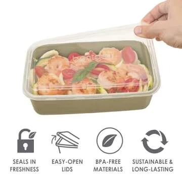 Bentgo Prep 60-Piece Meal Prep Kit - Reusable Food Containers 1-Compartment, 2-Compartment, & 3-Compartments for Healthy Eating - Microwave, Freezer, & Dishwasher Safe (Gleam Metallics)