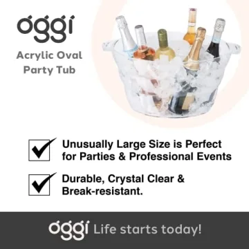OGGI Acrylic Oval Party Tub - Versatile Beverage Cooler