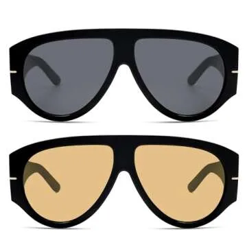 HERJOUR Oversized Retro Aviator Sunglasses Womens Mens 70s Classic Vintage Sun Glasses AR82227