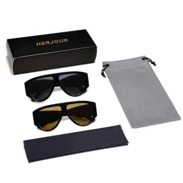 HERJOUR Oversized Retro Aviator Sunglasses Womens Mens 70s Classic Vintage Sun Glasses AR82227
