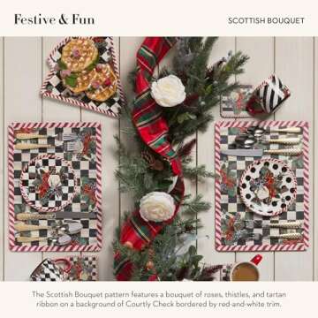 MACKENZIE-CHILDS Cookie Plate, Christmas Candy and Cookie Platter, Scottish Bouquet