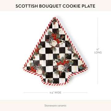 MACKENZIE-CHILDS Cookie Plate, Christmas Candy and Cookie Platter, Scottish Bouquet