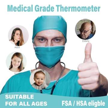 Amplim Non-Contact Forehead Thermometer for Kids and Adults - Touchless Digital Fever Thermometer wi...