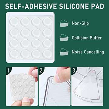 JEISSLIA Lazy Susan Cabinet Organizer Bins for 26" or 28" Diameter Corner Lazy Susan, Plastic Cabinet Storage Bin, 1/8 Wedge-Food Safe, BPA Free, with Non-slip Pads (For 26" Lazy Susan, 4 Pack)