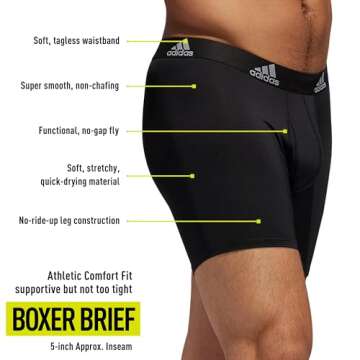 adidas Men's 3-Pack Boxer Brief, Black/Light Onix Grey/Performance, X-Large
