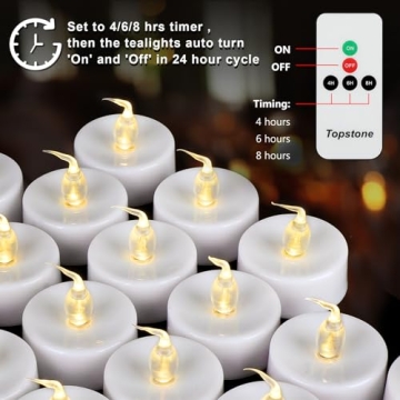 Topstone LED Tealight Candles with Timer & Remote